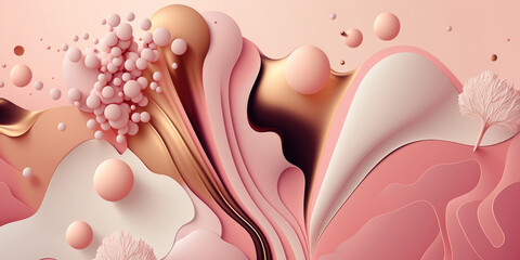 Abstract wavy summer blush pink background, Generative AI - 576821909