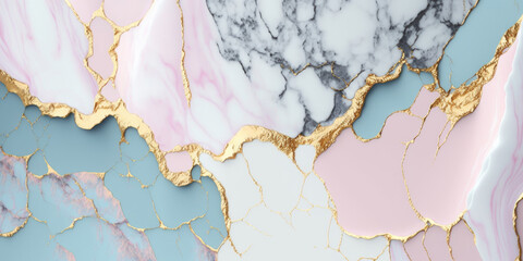 Pastel colored marble texture with golden veins, Generative AI - 576821922