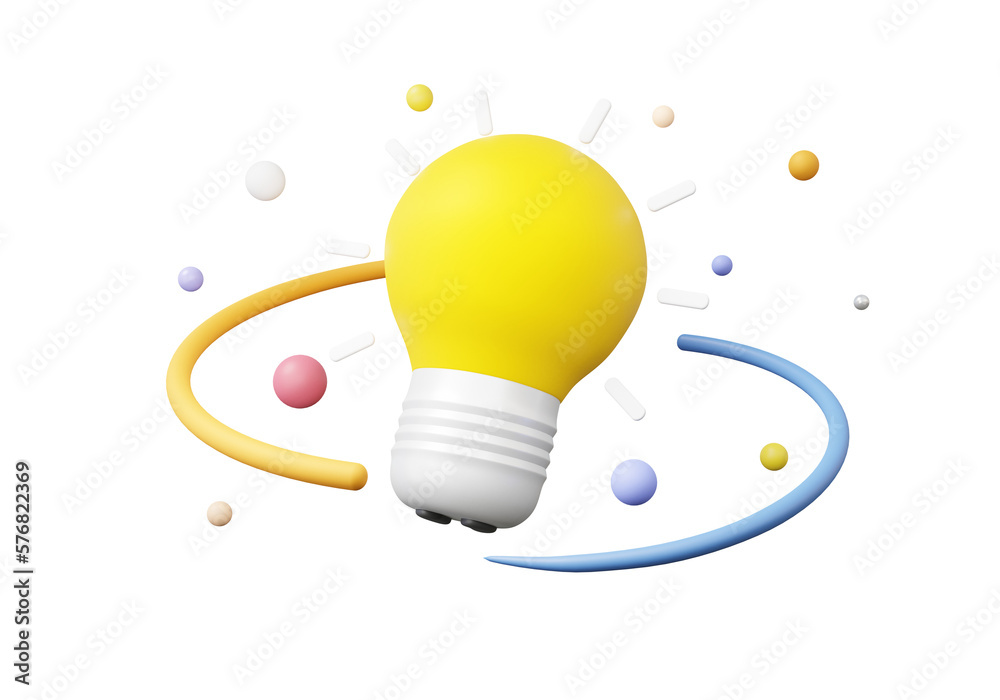 Fototapete yellow light bulb strategy idea analytics optimization on isolated background. investment business d