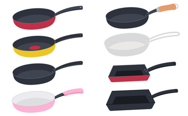 色んな種類のフライパン・イラストセット