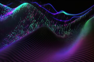 Abstract hologram depicting data flow and information waves