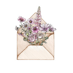 Umschlag mit unterschiedlichen blühenden Pflanzen
