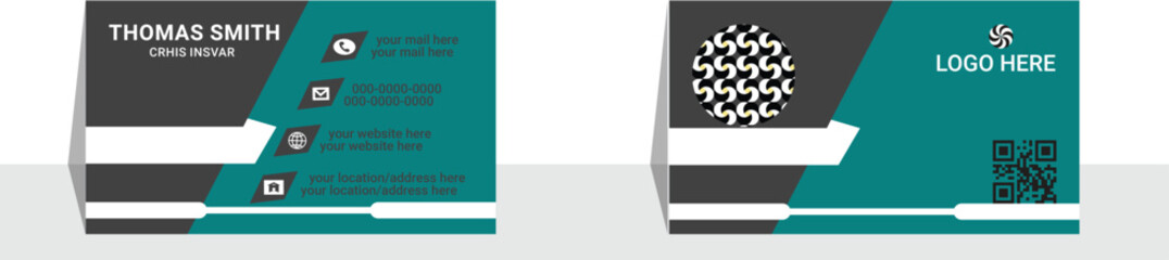 DOUBLE BUSINESS CARD DESIGN TEMPLATE LUXURY. ELEGANT LIGHT BLACK WHITE Dark BLUE BACKGROUND WITH -SIDED CREATIVE BUSINESS CARD TEMPLATE. BUSINESS CARD MODERN CLEAN BUSINESS CARD AND CREATIVE TEMPLATE.