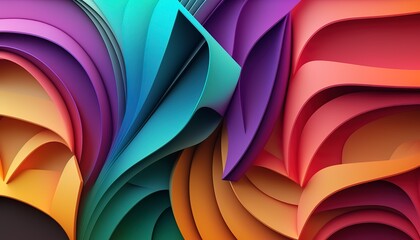 Abstract background with different geometric patterns. Gradient, all colors of the rainbow, very detailed. Generative art.