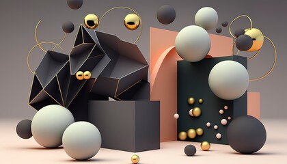 Abstract background with different geometric patterns. Gradient, all colors of the rainbow, very detailed. Generative art.