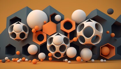 Abstract background with different geometric patterns. Gradient, all colors of the rainbow, very detailed. Generative art.