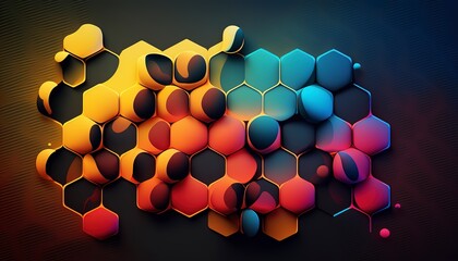 Abstract background with different geometric patterns. Gradient, all colors of the rainbow, very detailed. Generative art.