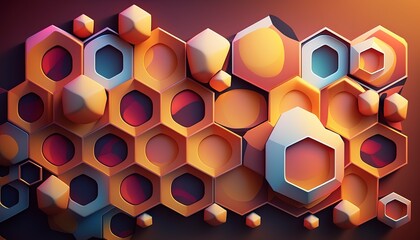 Abstract background with different geometric patterns. Gradient, all colors of the rainbow, very detailed. Generative art.