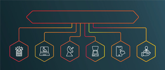 set of white thin line icons. outline icons with infographic template. linear icons such as