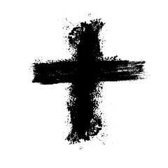 Hand drawn black grunge cross icon, simple Christian cross sign, hand-painted cross . Vector illustration