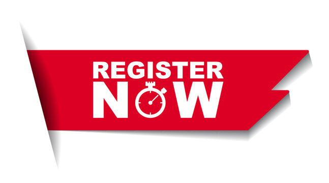 red vector illustration banner register now