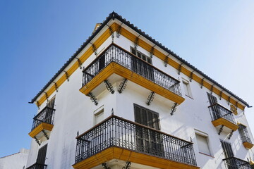 Beautiful old building in the old town of Algeciras. Algeciras, Cadiz, Andalucia, Spain 09/18/2022
