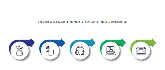 set of thin line icons. outline icons with infographic template. linear icons such as