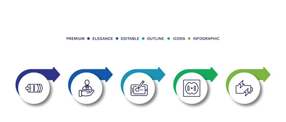 set of thin line icons. outline icons with infographic template. linear icons such as