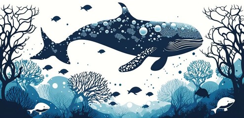 Whale Vector Art, Generative AI