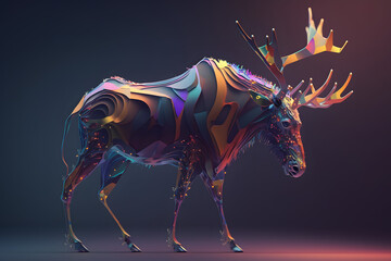 Colorful elk abstract, art animal. Generative AI
