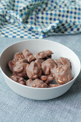 close up of peanut chocolate candy on table 