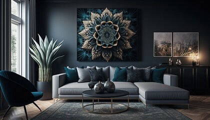 Modern living room - generative ai