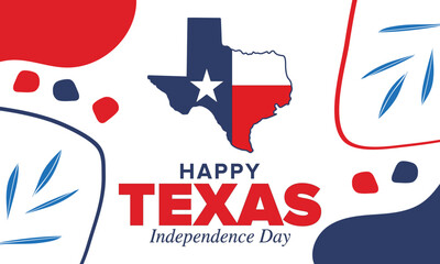Texas Independence Day. Freedom holiday in Unites States, celebrated annual in March. Lone star flag. Texas flag. Patriotic sign and elements. Poster, card, banner and background. Vector illustration