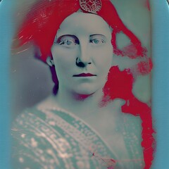 Imaginary Woman. Spiritual and Archetypal. Analog mediums as digital mixed media.  AI vintage photography. 