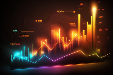 3D World Business Graph or Chart with Stock Market or Financial Market - Generate AI