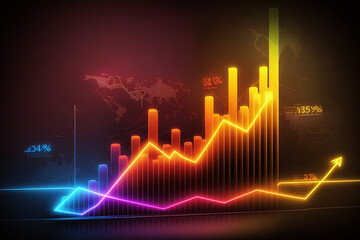 3D World Business Graph or Chart with Stock Market or Financial Market - Generate AI