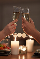 Heres to love, heres to life, heres to us. Cropped shot of a couple toasting during a romantic dinner.