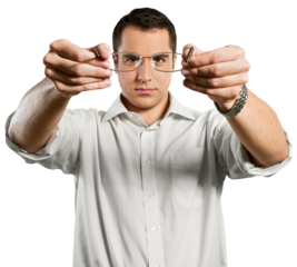 Businessman offering eyeglasses