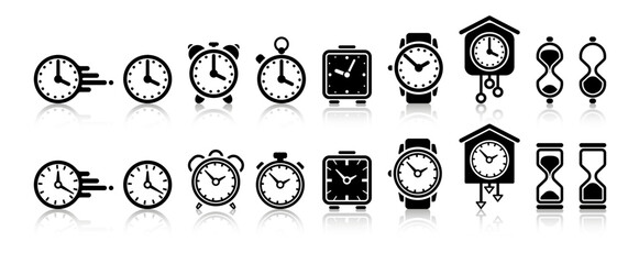  Clock icon. Time icons set. Vector