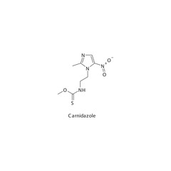 Carnidazole flat skeletal molecular structure Nitroimidazole derivative antibiotic drug used in trichomonas infection treatment. Vector illustration.