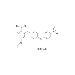 Etofamide  flat skeletal molecular structure Antiprotozoal drug used in amoebiasis treatment. Vector illustration.