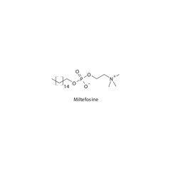 Miltefosine flat skeletal molecular structure Antiprotozoal drug used in trichomonas infection treatment. Vector illustration.