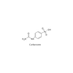 Carbarsone&nbsp; flat skeletal molecular structure Antiprotozoal drug used in amoebiasis treatment. Vector illustration.