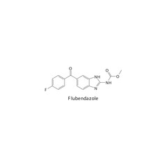 Flubendazole flat skeletal molecular structure Anthelmintic agent drug used in worm infection treatment. Vector illustration.