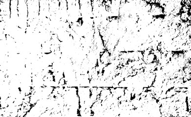 Monochrome texture composed of irregular graphic elements. Distressed uneven grunge background. Abstract vector illustration. Overlay for interesting effect and depth. Isolated on white background.
