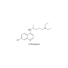 Fototapeta premium Chloroquine flat skeletal molecular structure Antiparasitic drug used in malaria treatment. Vector illustration.