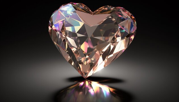 gorgeous pink heart shaped diamond isolated on black background