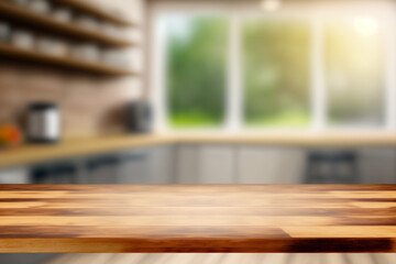 Wooden countertop on a washed out kitchen counter