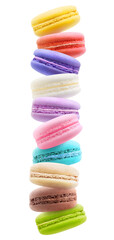 Multicolored macaroons levitation cut out