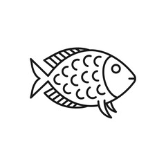 Fish icon line style isolated on white background. Vector illustration