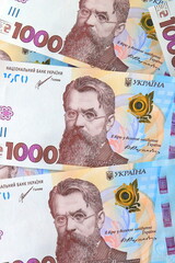 Ukrainian hryvnia, 1000 hrivna banknotes Money background, gifts, shopping, Ukraine