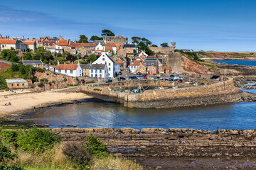 The historic fishing village of Crail, with its picturesque harbour, on the east coast of Fife in...
