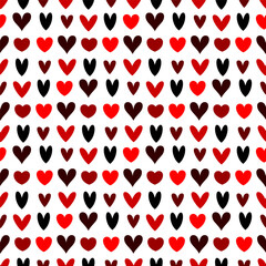 Little cute multicolored hearts isolated on white background. Seamless pattern. Vector simple flat graphic illustration. Texture.