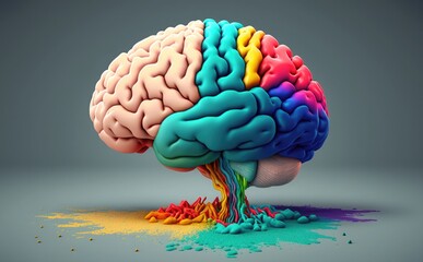 colorful brain splash Brainstorm and inspire concept, Creativity concept with the human brain exploding in colors,