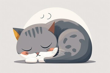 Sleeping grey cat. Generative AI