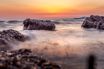 A sunset over the ocean