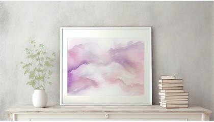 A softly blurred backdrop of light pink and purple watercolor strokes, creating a dreamy and ethereal atmosphere. generative AI