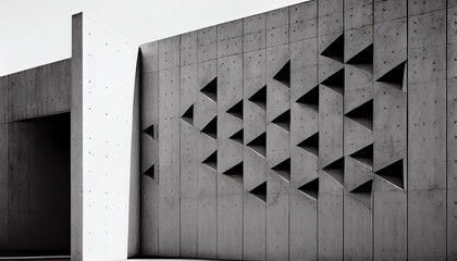 A stark and minimalist concrete wall with an interesting texture and pattern. generative AI