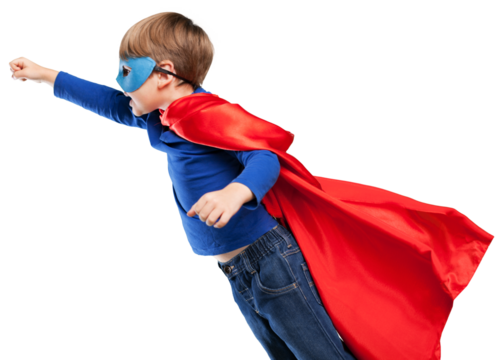 Superhero costume on a cute small kid