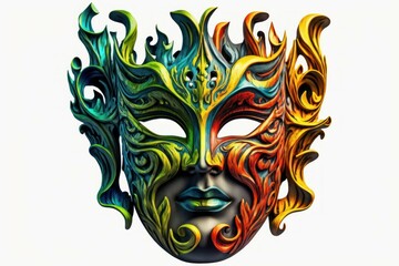 Brazilian carnival party mask. AI generated, human enhanced. Background